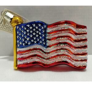 Old World Glass Christmas Ornament Star Spangled Banner American Flag Patriotic